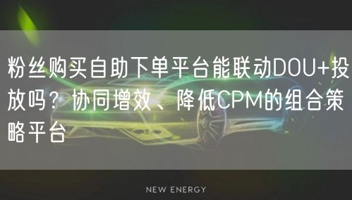 粉丝购买自助下单平台能联动DOU+投放吗？协同增效、降低CPM的组合策略平台